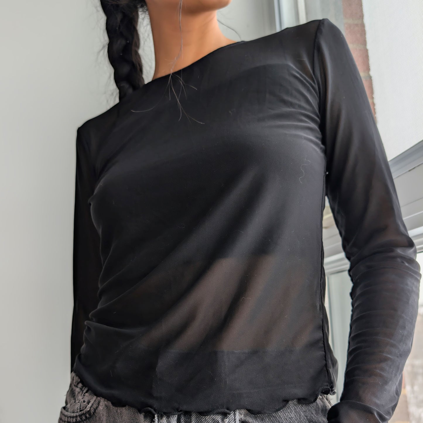 Garage Black Sheer Long Sleeve