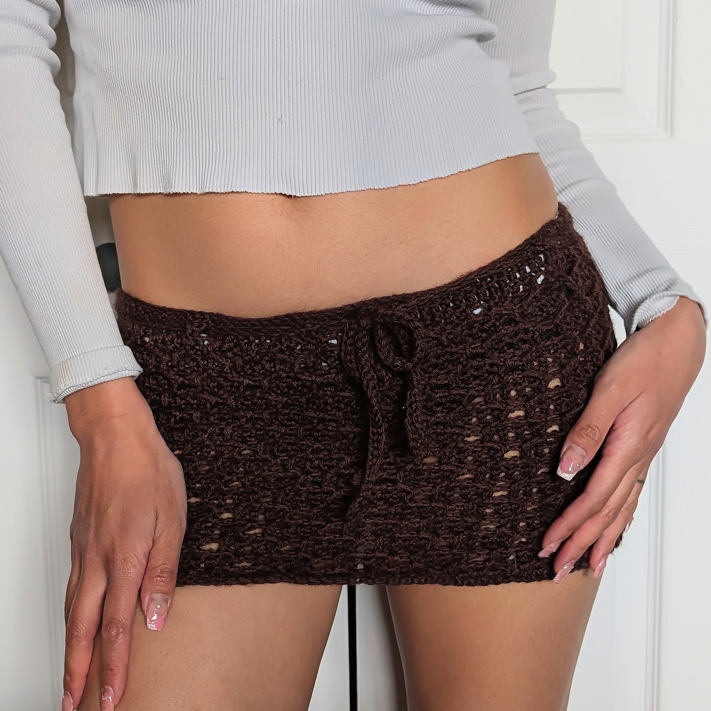Handmade Crochet Mini Skirt/ Tube Top with Drawstring