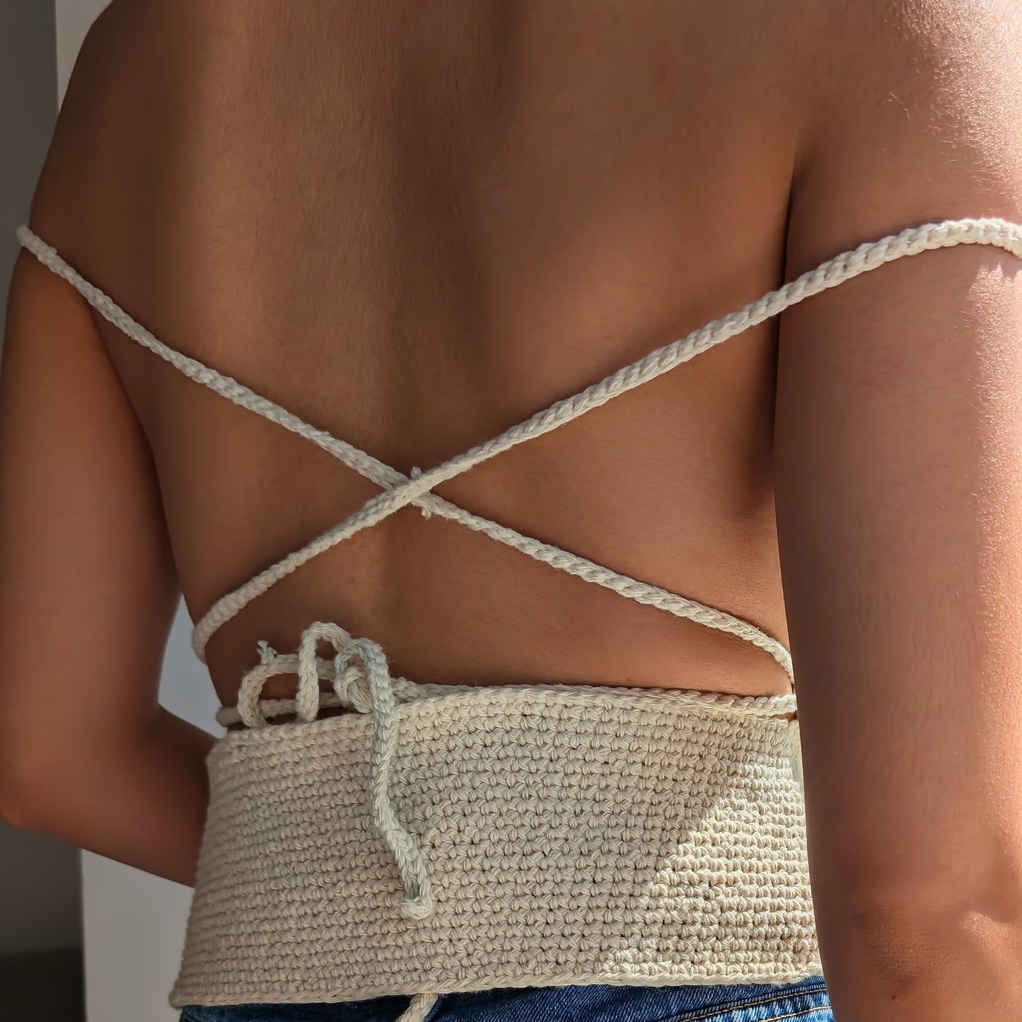 Handmade Crochet Backless Apron Tank